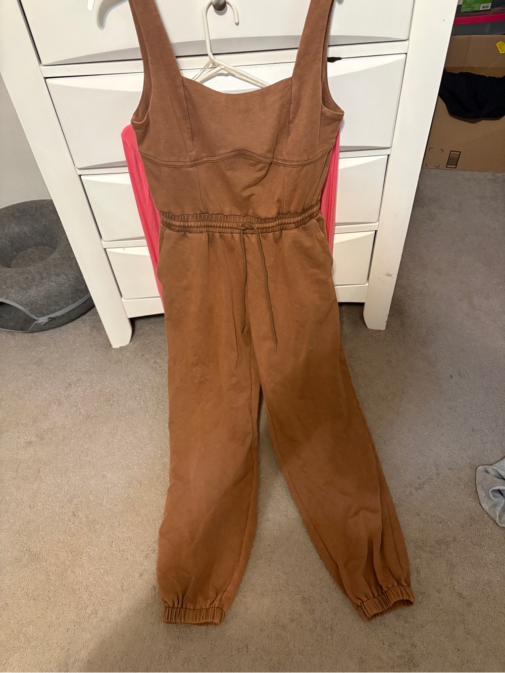 Brown Women's Jumpsuit - Casual Drawstring Waist